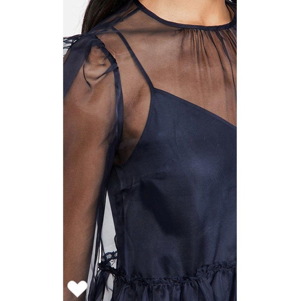 Cinq a Sept Rhonda Navy Blue Organza Mini Dress 8 - Picture 7 of 13